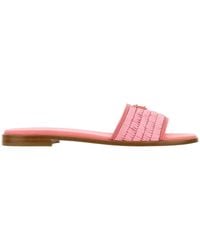Prada - Triangle-Logo Woven Slip-On Sandals - Lyst