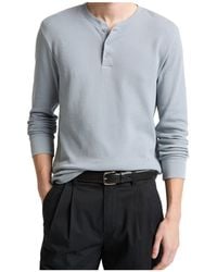 Vince - Jacquard Ribbed Cotton Henley Shirt - Lyst