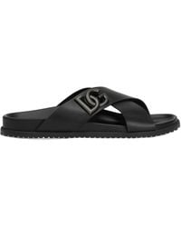 Dolce & Gabbana - Dg Logo Plaque Sandals - Lyst