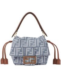Fendi - Denim-Effect Ff Jacquard Bag - Lyst