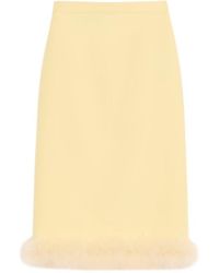 Valentino - Crepe Couture Midi Skirt With Feathers - Lyst
