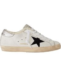 Golden Goose - Super-Star Shearling-Lined Distressed Suede And Leather Sneakers - Lyst