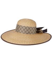 Gucci - Straw Wide Brim Hat With Gg Bow - Lyst