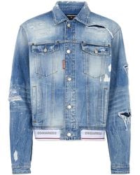 DSquared² - Oversized Distressed Denim Jacket - Lyst