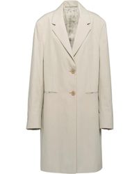 Prada - Single-Breasted Cotton Coat - Lyst