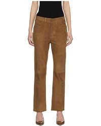 Tom Ford - Embellished Paneled Suede Straight-Leg Pants - Lyst