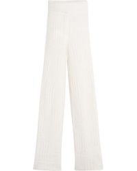 Lanvin - Logo Intarsia Knit Wide Leg Trousers - Lyst