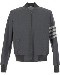 Thom Browne - Bar Zipped Bomber Jacket - Lyst