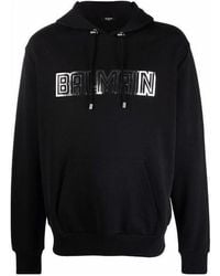 Balmain - Cotton Sweatshirt With Embossed Paris Logo Print - Lyst