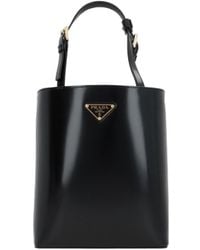 Prada - Enamel Logo-Plaque Tote Bag - Lyst