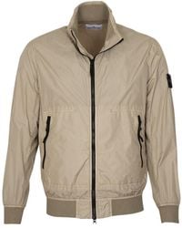 Stone Island - Logo-Patch Zip-Up Bomber Jacket - Lyst