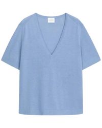 Closed - V-Neck Short-Sleeve Knitted Top - Lyst