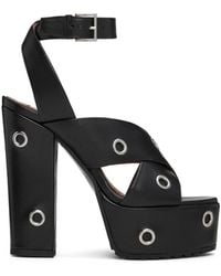 Alaïa - Alaïa Block Heel Eyelets Detailed Plateform Sandals - Lyst