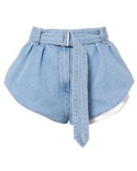 Magda Butrym - Belted High-Rise Denim Shorts - Lyst