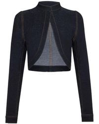 Alaïa - Alaa Denim Knit Cropped Jacket - Lyst