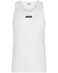 Dolce & Gabbana - Canotta Cotone Bielastico Etichetta Logo - Lyst