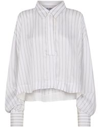 The Attico - The Striped Crop Long-Sleeved Shirt - Lyst