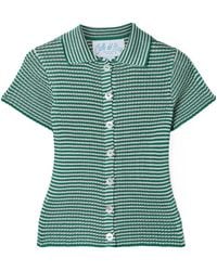 Calle Del Mar - Striped Ribbed-Knit Polo Shirt - Lyst
