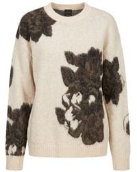 Pinko - Floral-Intarsia Knitted Sweater - Lyst