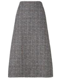 Fendi - Checked Tweed Midi Skirt - Lyst