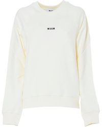 MSGM - Logo Printed Crewneck Sweatshirt - Lyst