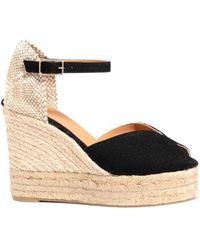 Castañer - Castañer Bianca Peep-Toe Wedge Sandals - Lyst