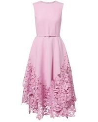 Oscar de la Renta - Wool-Blend And Lace Cocktail Dress - Lyst