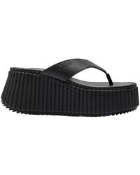 Chloé - Nama 80 Thong Leather Wedge Sandals - Lyst