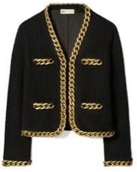 Tory Burch - Kendra Chain-Trimmed Wool-Blend Cardigan - Lyst