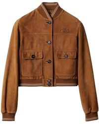 Miu Miu - Button-Up Cropped Blouson Jacket - Lyst
