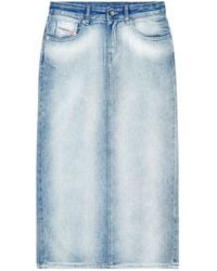 DIESEL - De Skye Fsi Midi Denim Skirt - Lyst
