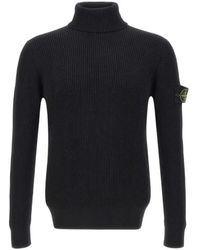 Stone Island - Logo Patch Ribbed Jumper - Lyst