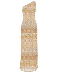 Missoni - Chevron Pattern Long One-Shoulder Dress - Lyst
