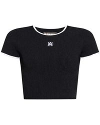 Amiri - Ribbed Embroidered Logo Crop Top - Lyst