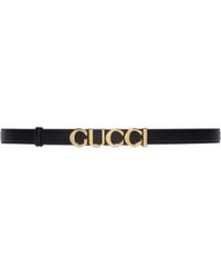 Gucci - Logo Lettering Plaque Buckle Belt - Lyst