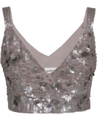 P.A.R.O.S.H. - Sequin-Embellished Sleeveless Cropped Top - Lyst