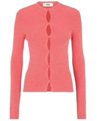 Fendi - Buttoned Long-Sleeved Cardigan - Lyst