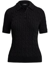Ralph Lauren - Cable-Knit Polo Top - Lyst