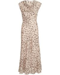 Brunello Cucinelli - Silk Pongee Lynx Print Maxi Dress - Lyst