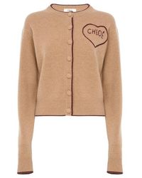 Chloé - Chloé Heart Intarsia Button Cardigan - Lyst