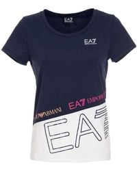 EA7 - T-Shirt With Round Neck And Short Sleeves - Lyst