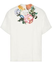 Maison Margiela - Floral Printed V-Neck T-Shirt - Lyst