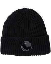 C.P. Company - Logo Plaque Knit Beanie - Lyst