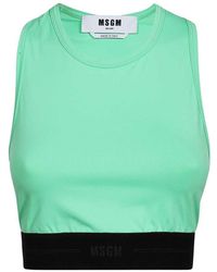 MSGM - Elastic-Waistband Cropped Tank Top - Lyst