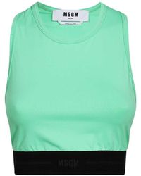 MSGM - Elastic-Waistband Cropped Tank Top - Lyst