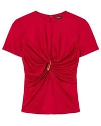 Versace - Safety Pin Gathered Viscose Top - Lyst