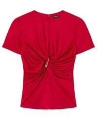 Versace - Safety Pin Gathered Viscose Top - Lyst