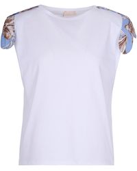 Liu Jo - Floral Printed Sleeve T-Shirt - Lyst