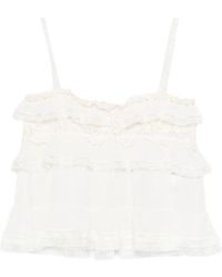 Alberta Ferretti - Lace Ruffled Top - Lyst