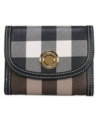 Burberry - Checked Tri-Fold Wallet - Lyst